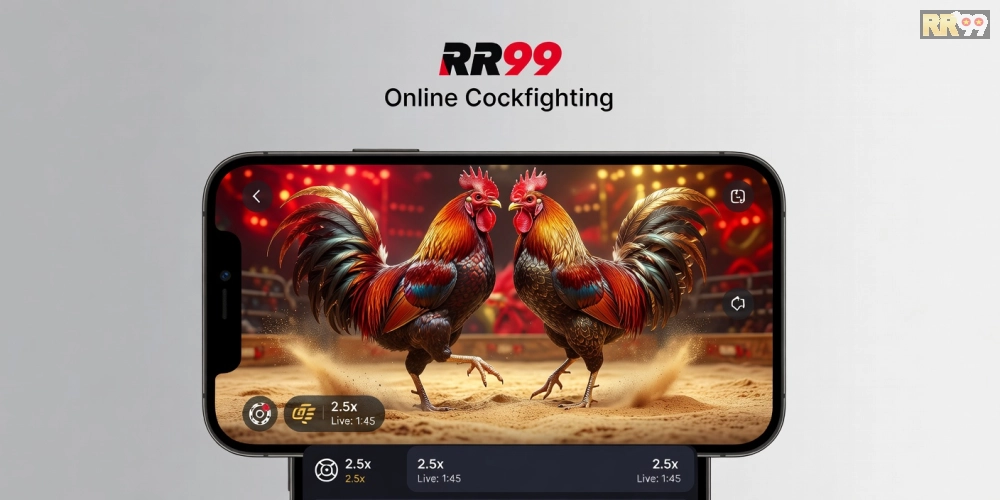 Minh họa khái niệm đá gà online rr99 với giao diện cá cược hiện đại