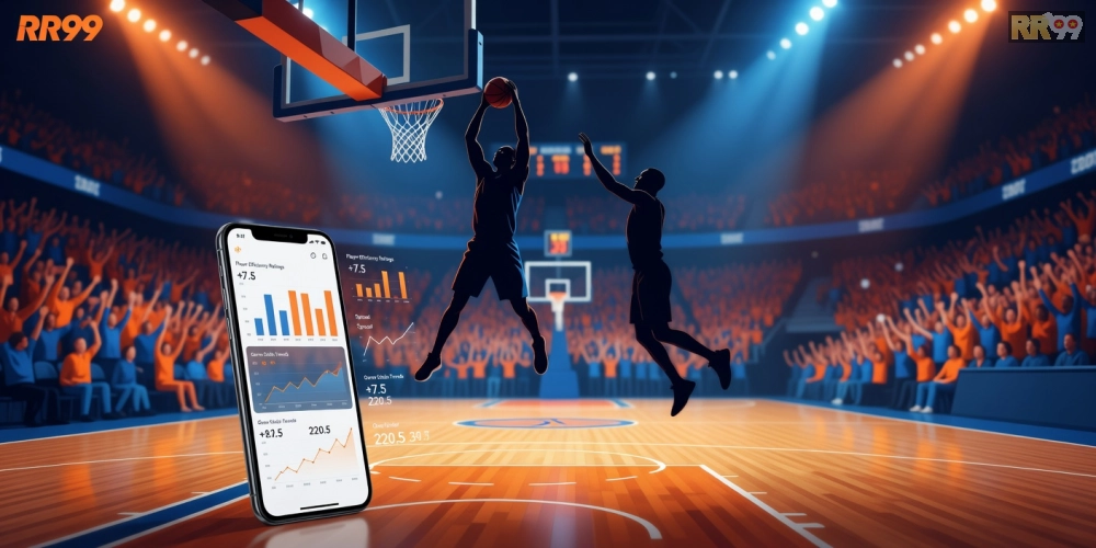 Giao diện dự đoán kết quả bóng rổ NBA trên RR99 với biểu đồ thống kê