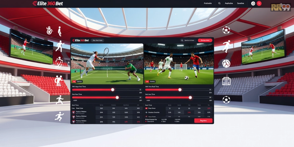 Hình ảnh nền tảng Elite 360 Bet với các tính năng cá cược thể thao nổi bật và giao diện người dùng thân thiện
