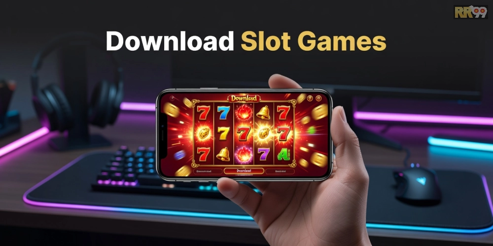 Hình minh họa khái niệm tải game nổ hũ rr99 với giao diện slot hấp dẫn.